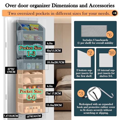 PAULONE Heavy Duty Over the Door Organizer with 6 Pockets