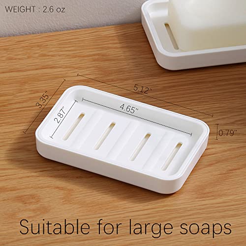 Self Draining Soap Dish Set - 2 Plastic Holders & Loofah Bags