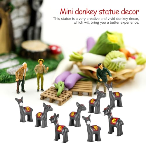 10-Piece Mini Donkey Figurine Set for Fairy Garden Decor