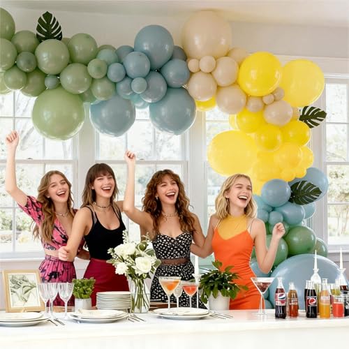 Sage Green & Dusty Blue Balloons Set - 60 Pcs for Parties