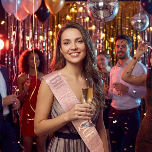 Rose Gold Birthday Queen Satin Sash with Glitter Foil Letters