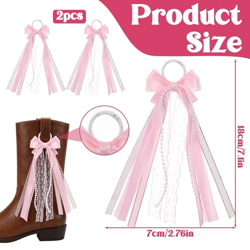 Kynigo 2pcs Pink Western Boot Bows - Cowgirl Boot Accessories