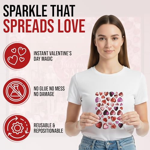 Valentine's Day Diamond Heart Window Clings - 200 Pack