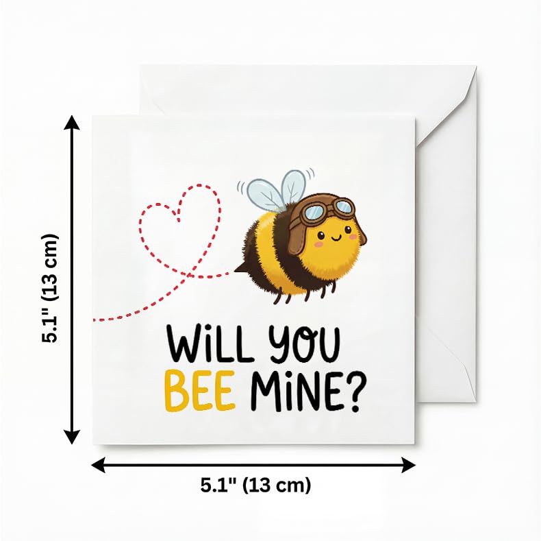 Funny Valentine's Day Card - Will You Bee Mine? 5.1" Square