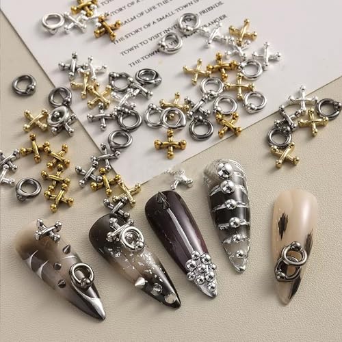 FINGCRO 3D Metal Punk Nail Studs & Spikes - Mixed Sizes Alloy Rivets