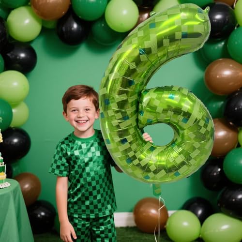 Giant Green Pixel Number 3 Balloon - 40 Inch Birthday Decoration