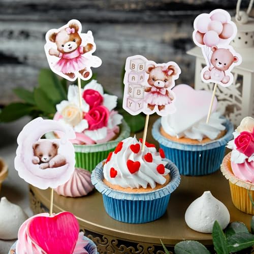 48-Piece Baby Bear Cupcake Toppers for Jungle Theme Parties