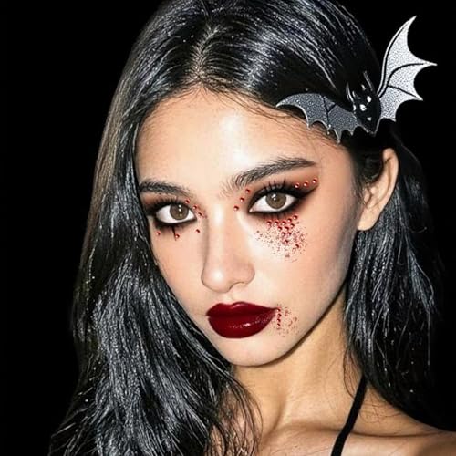NOOEPC Red and Black Self-Adhesive Face Gems for Halloween Makeup