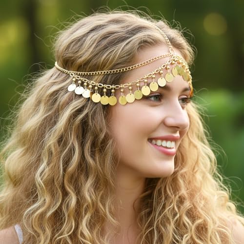 Gold Head Chain & Snake Charm Egyptian Headpiece for Costume & Prom