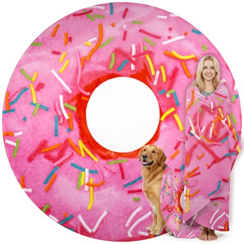 Zulay Kitchen Pink Glazed Donut Blanket - Soft Flannel Throw for Adults & Kids, 36 Inches