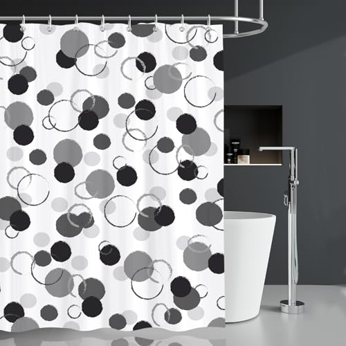 Dazzlewall Black Polka Dot Shower Curtain Set - 72x72 in