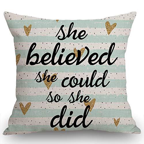 She Believed She Could So She Did Throw Pillow Cover 18x18 Sw-003