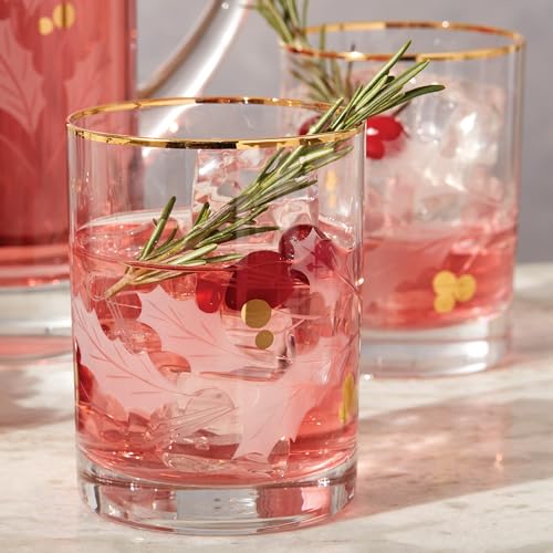 Lenox Holiday Gold Double Old Fashioned Glasses Set of 4 - Christmas Drinkware