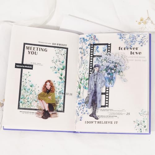 TIAMECH Starry Gypsophila Flower PET Stickers 60 Pcs Waterproof Junk Journal