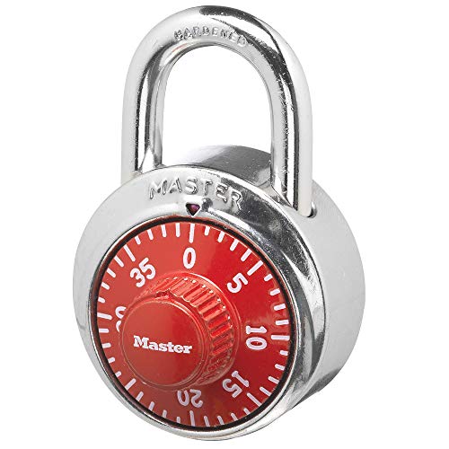 Master Lock 1504D Combination Padlock, Red - Secure Gym & School Lock