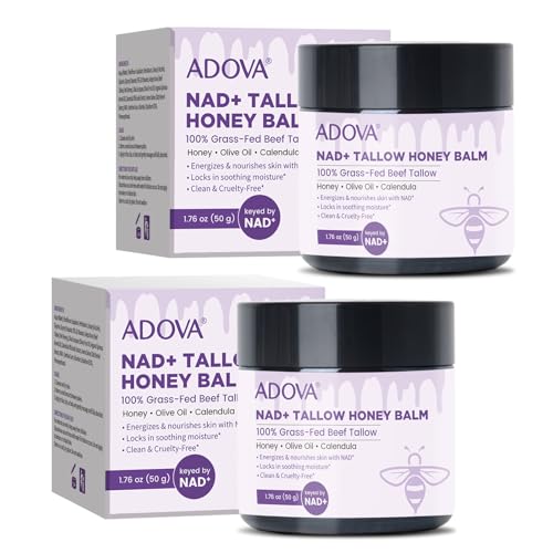 ADOVA Tallow Honey Balm Moisturizer for Face & Body, 2 Pack