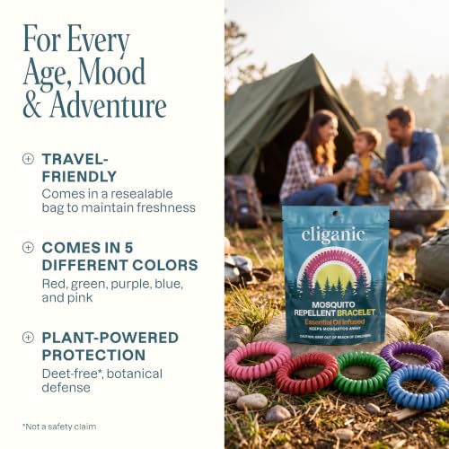 Cliganic 10 Pack Mosquito Repellent Bracelets - Rainbow Colors
