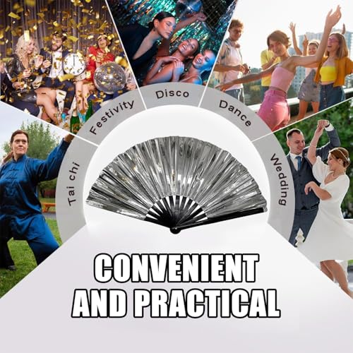 Boots on the Ground Holographic Folding Hand Fan for Dance