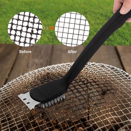 Unosaic 2-in-1 Grill Brush Set with Long Handle & Steel Bristles for BBQ