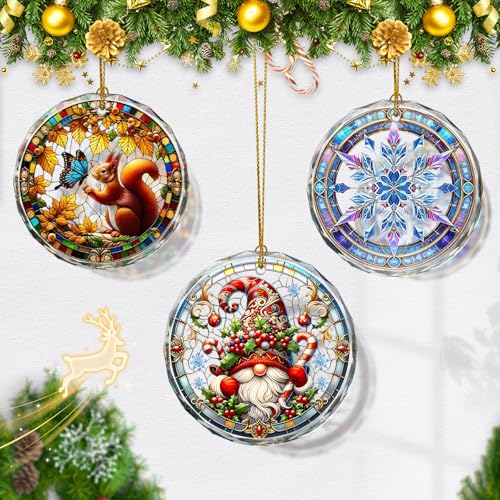 Gnome Stained Glass Christmas Ornament - Holiday Tree Decor & Gift - Variation of THIS listing
