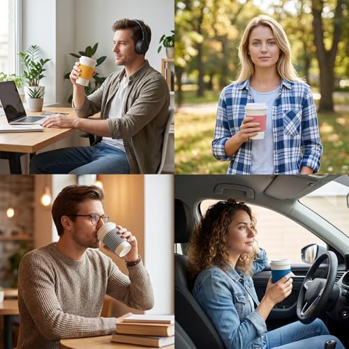 6-Pack Reusable Silicone Cup Sleeves, Heat-Resistant Tumbler Covers