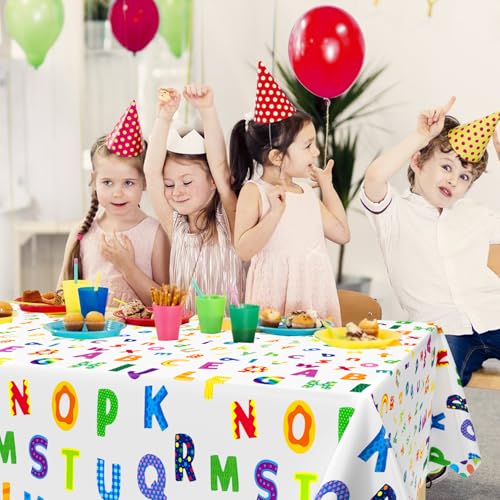 3-Pack ABC Alphabet Tablecloths - 54x108 Inch Educational Party Covers