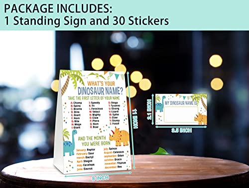 What's Your Dinosaur Name Game - Dino Party Sign & Stickers