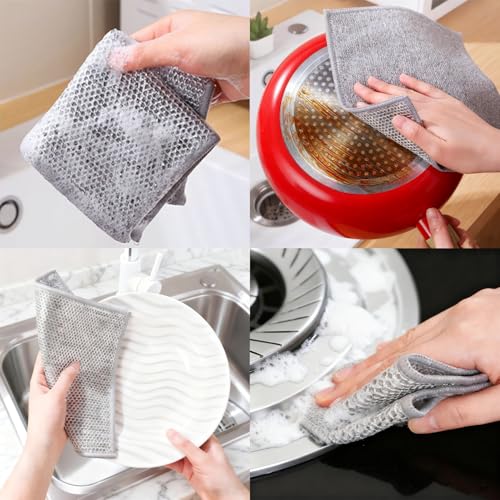 Double-Layer Ultra-Fine Fiber Kitchen Cleaning Cloth - 10 Pack