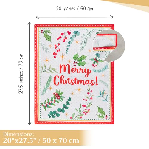 Poinsettia Christmas Kitchen Towels Set of 3 - Watercolor Holiday Decor
