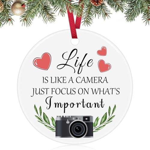 Ceramic Christmas Ornament for Photographers - Gift for Camera Lovers