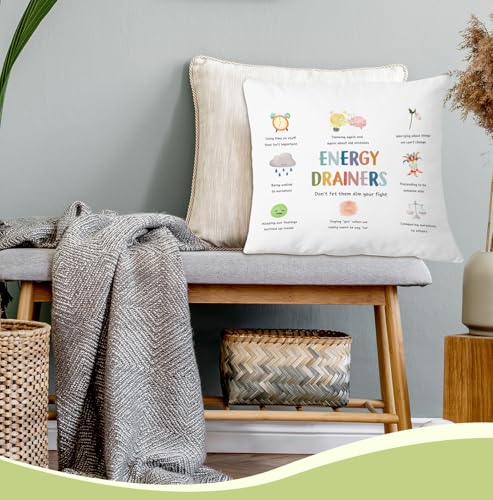 Energy Drainers Boho 18x18 Flannel Pillow Cover for Therapy Office Decor