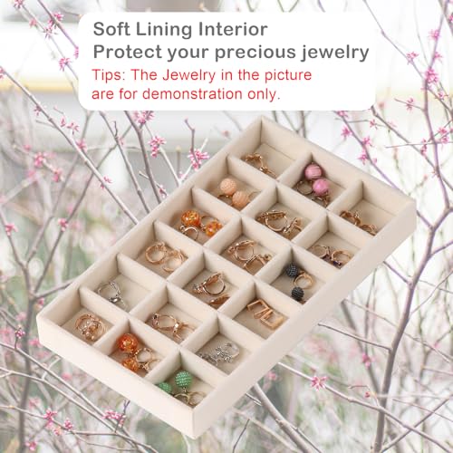 Beige Earring Organizer Tray - Stackable Jewelry Storage Set of 1