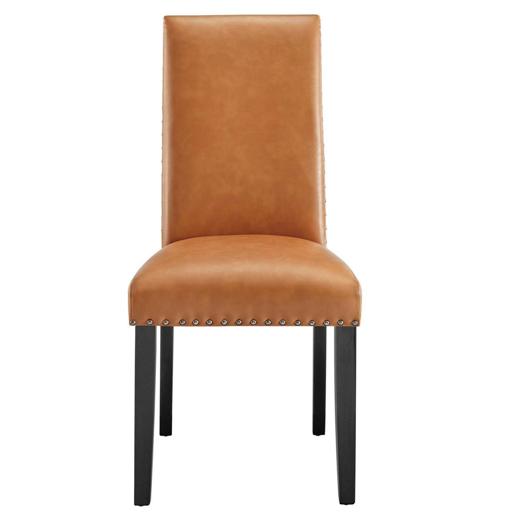 Parcel Dining Faux Leather Side Chair in Tan
