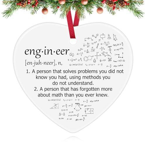 Funny Engineer Christmas Ornament - Ceramic Heart Gift for Engineers
