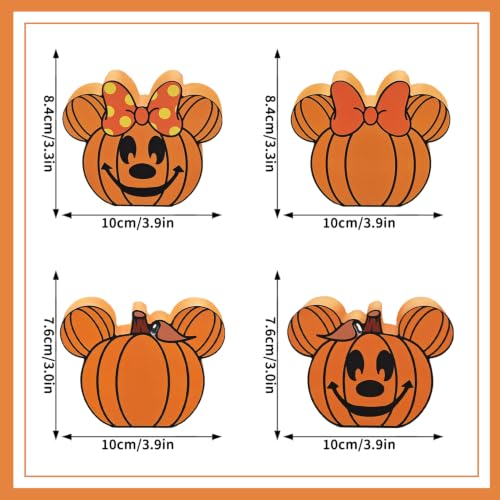 Fall Wooden Table Decorations - 4pcs Pumpkin Centerpieces