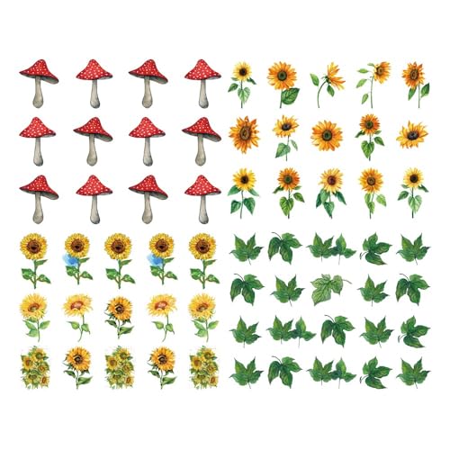 Green Fern Temporary Tattoo Waterproof Plant Leaf Sunflowers Set of 4