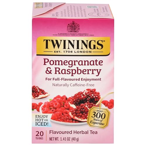 Twinings Pomegranate & Raspberry Herbal Tea Bags, 20 Count