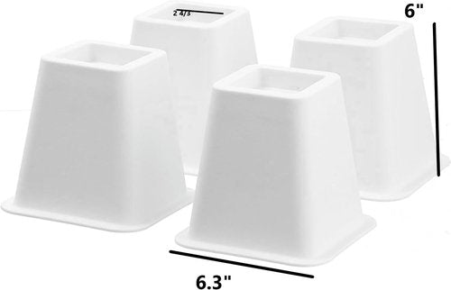 HOME IT Black Bed Risers - Super Quality 5 to 6-Inch Elevation for Under-Bed Storage - 4-Pack