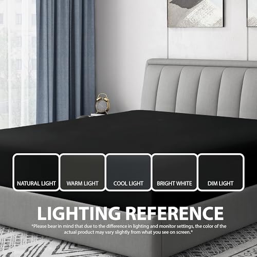 Cathay Home Twin Fitted Sheet, 14" Deep Pocket, Soft Microfiber - Black