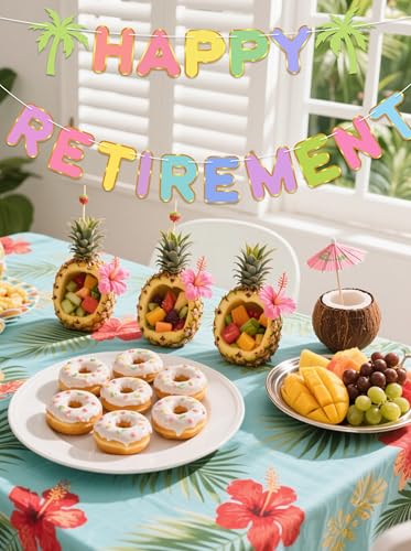 Pre-Strung Happy Retirement Banner - Colorful Hawaiian Decor