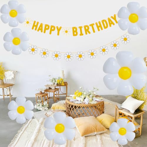 33pcs Daisy Flower Birthday Party Decoration Set with Balloons and Banner