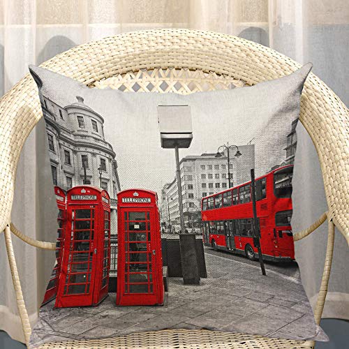 Mugod London City Throw Pillow Cover, 18x18 Inch Decorative Cotton Linen Case