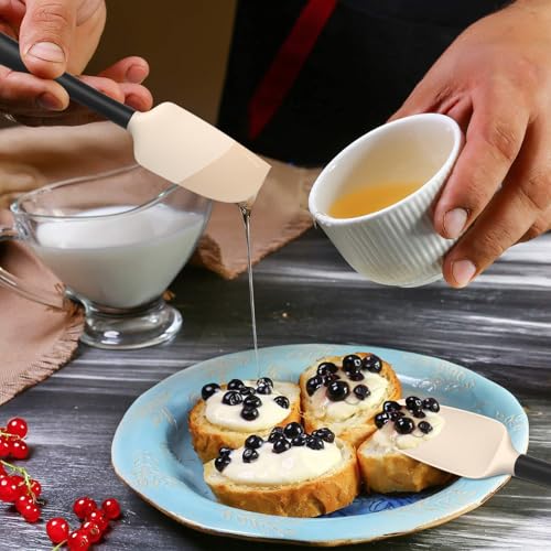 Coukre 5-Piece Silicone Spatula Set High Temp Food Grade Dishwasher Safe Beige Black