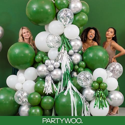 PartyWoo Dark Green Balloon Arch Kit, 128pcs Assorted Sizes (Green-Y56)