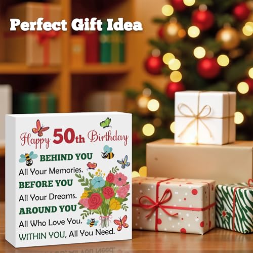 50th Birthday Wooden Box Sign - Meaningful Gift for Women