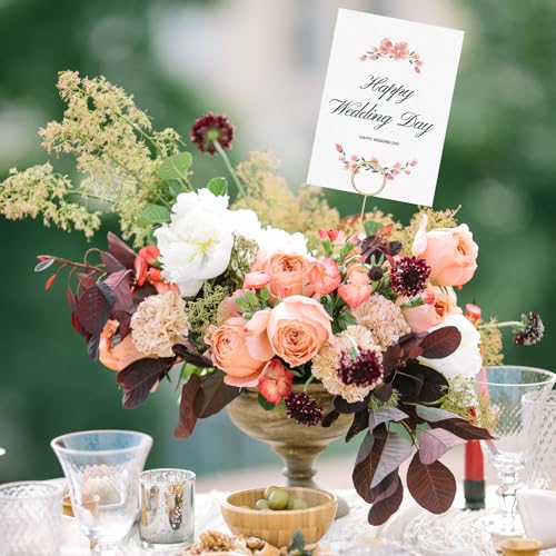 Round Shaped Picture Holders for Centerpieces - 40Pcs Durable Metal Sticks for Weddings & Events