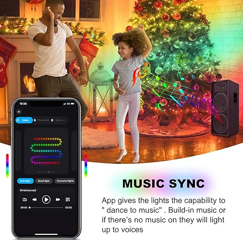 Smart LED Christmas Tree String Lights with Ring App Control - 200 LEDs, Indoor & Outdoor, Warm/Cool White or Multicolor