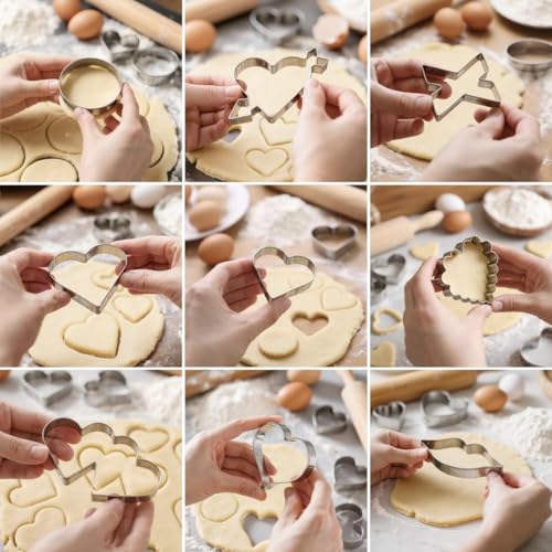 Stainless Steel Heart Cookie Cutter Set - 9 Pieces for Valentine's Day