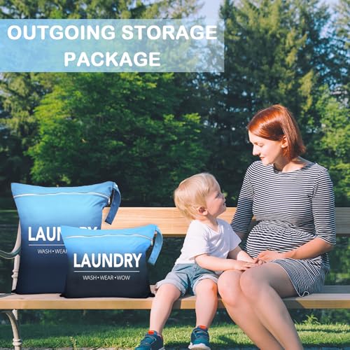 Sylfairy 2-Pack Waterproof Travel Laundry Bags, Black & Blue Wet Dry Bag