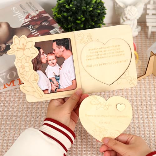 Heart-Shaped Godparents Proposal Picture Frame - 8.4x5.4 Inches